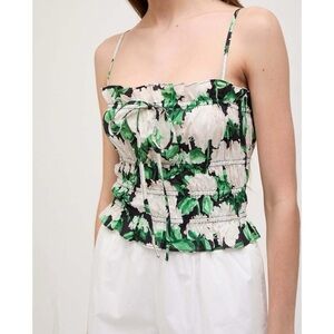 Hill House The Women's Scarlett Top, Night Bloom Cotton Sz S